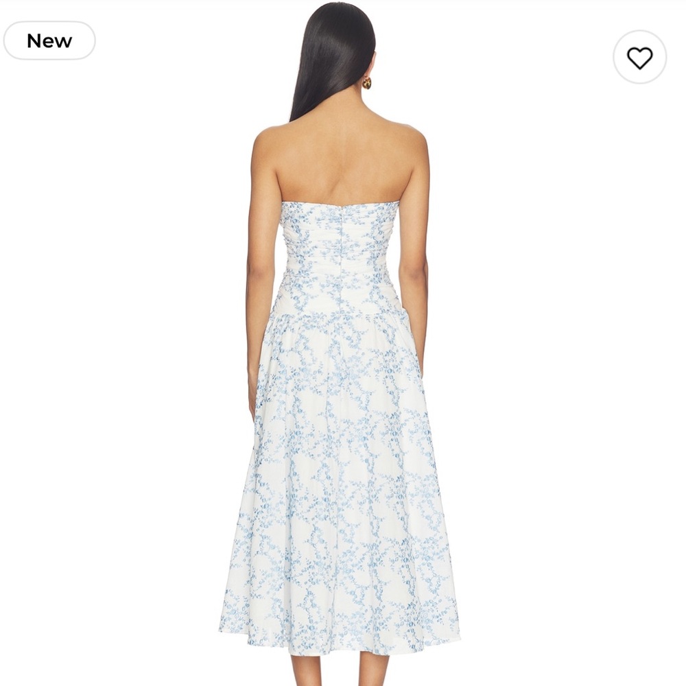 MAJORELLE Olenna Midi Dress in White & Blue - Picture 2 of 9